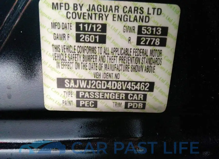 SAJWJ2GD4D8V45462# 9