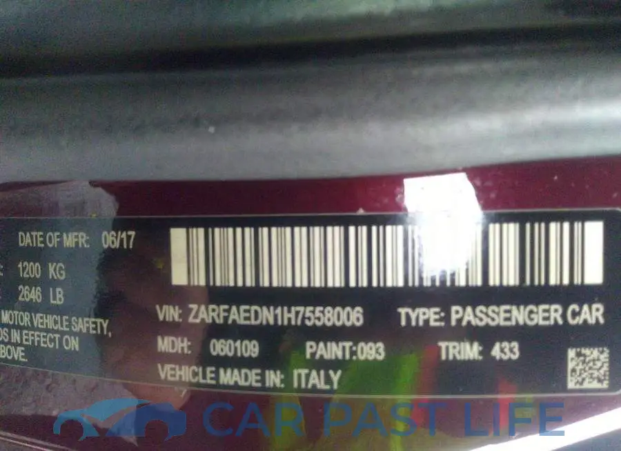ZARFAEDN1H7558006# 9