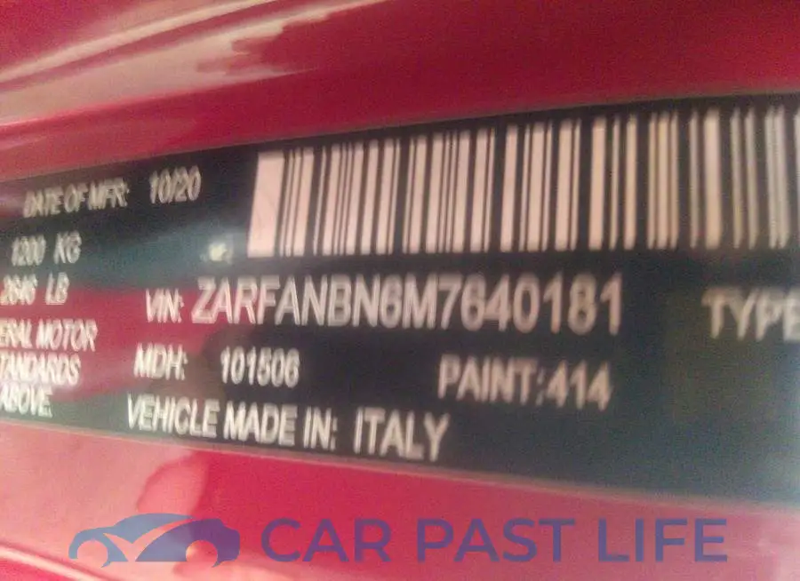 ZARFANBN6M7640181# 9