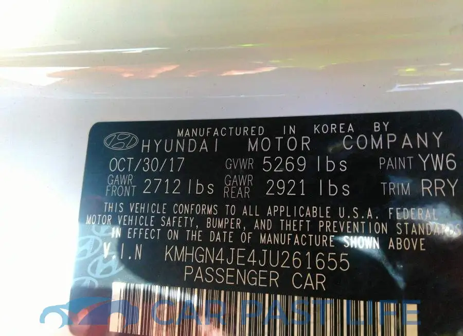KMHGN4JE4JU261655# 9