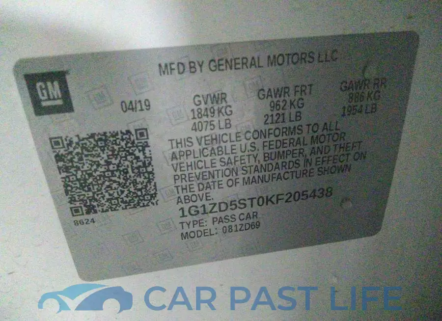 1G1ZD5ST0KF205438# 9