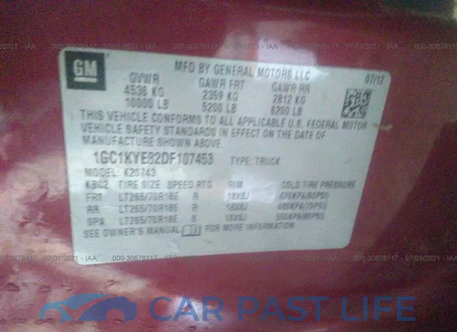 1GC1KYE82DF107453# 9