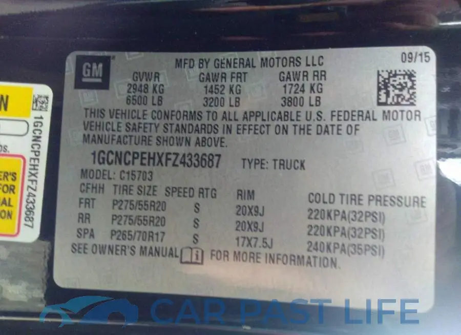 1GCNCPEHXFZ433687# 9
