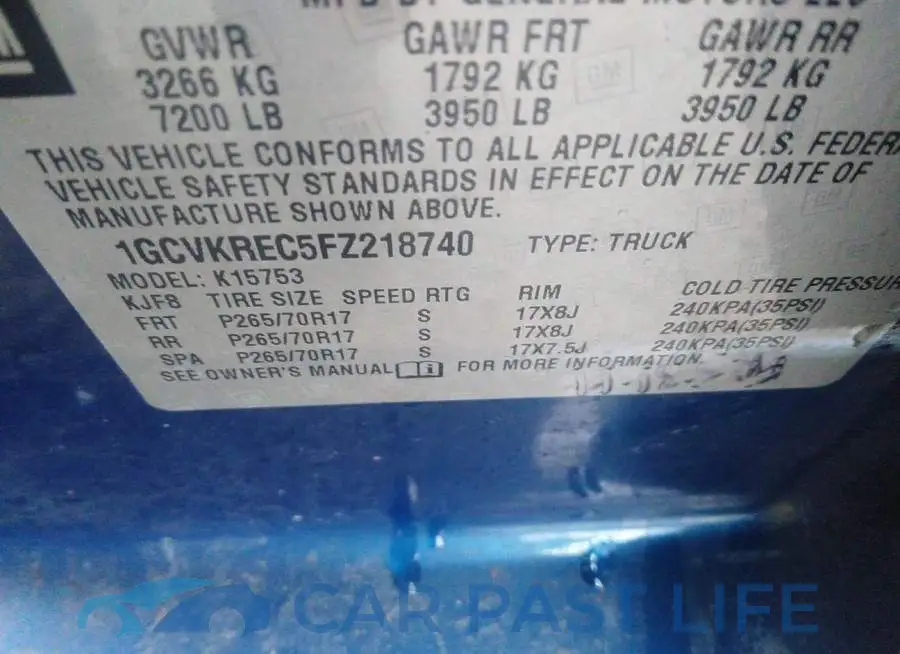 1GCVKREC5FZ218740# 9