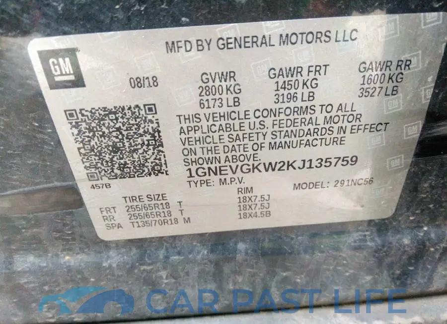 1GNEVGKW2KJ135759# 9