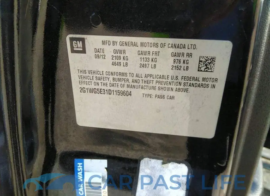 2G1WG5E31D1159604# 9