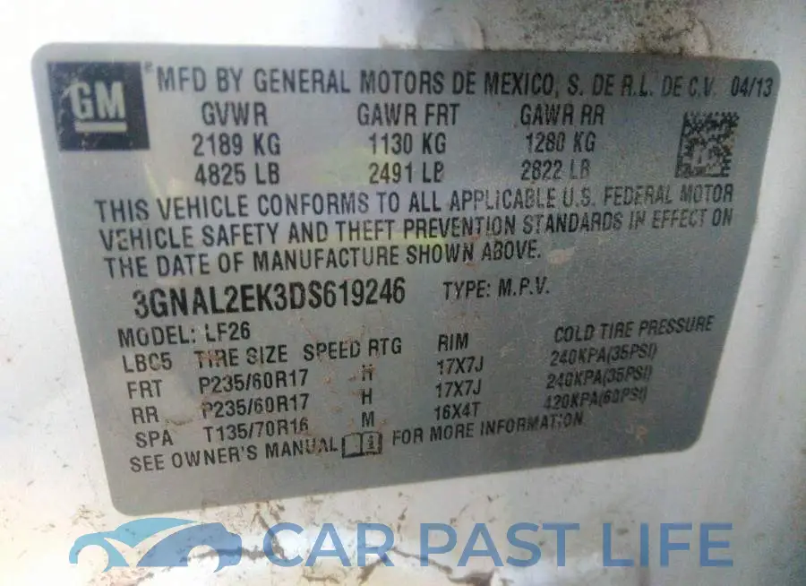 3GNAL2EK3DS619246# 9