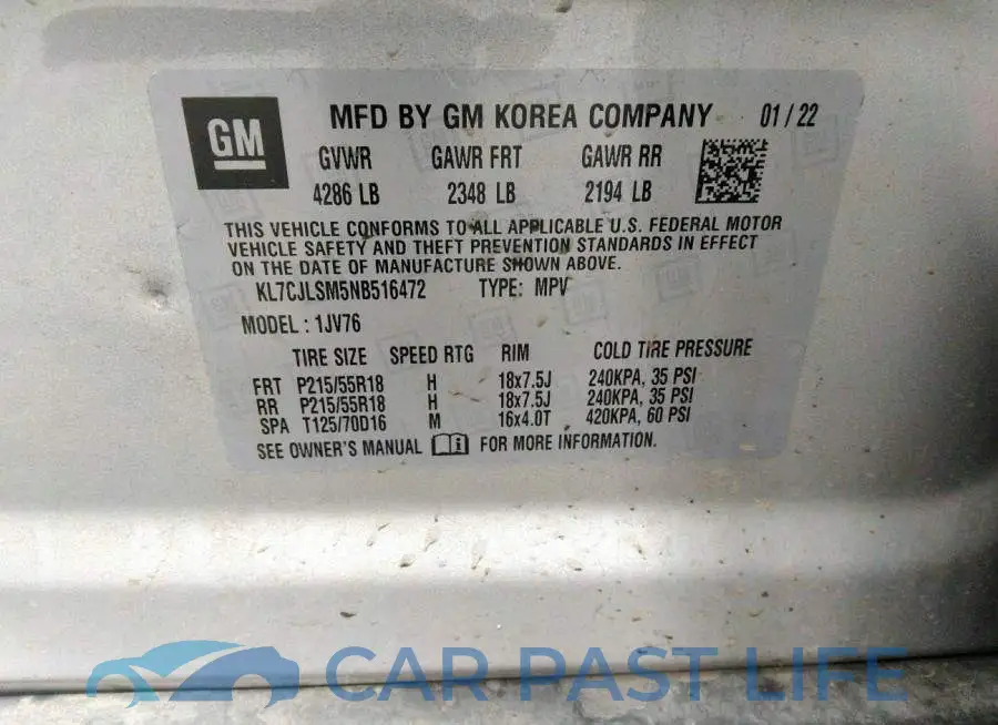 KL7CJLSM5NB516472# 9