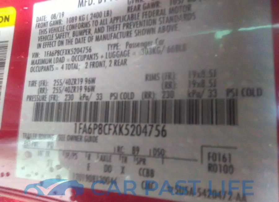 1FA6P8CFXK5204756# 9