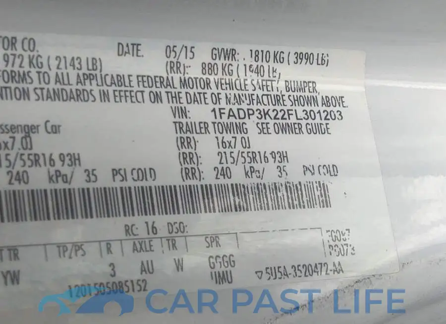 1FADP3K22FL301203# 9