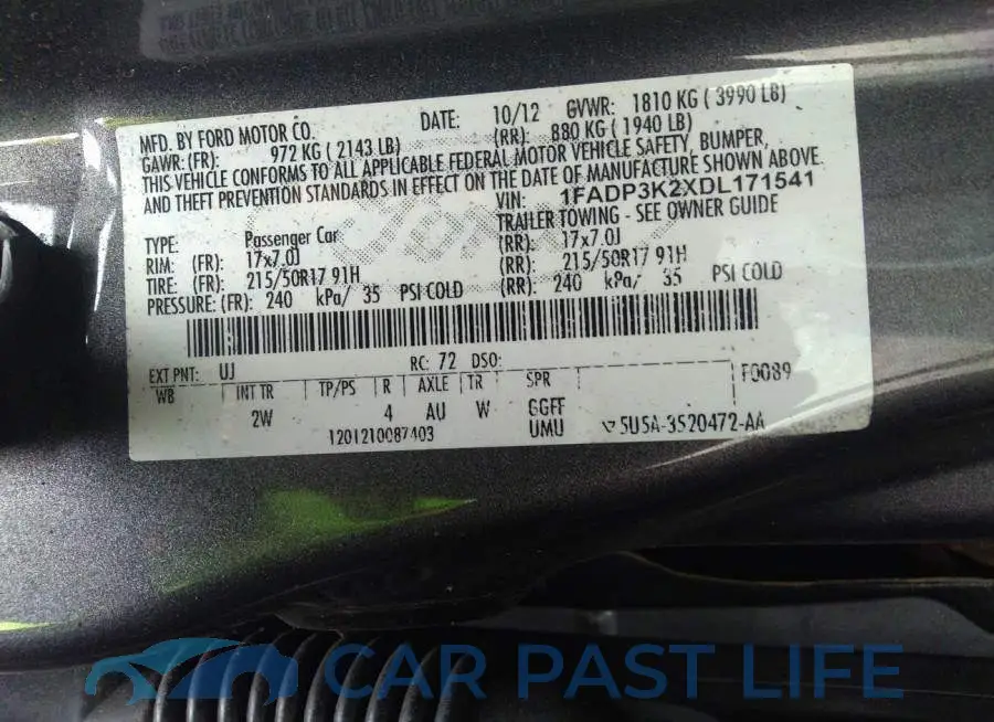 1FADP3K2XDL171541# 9