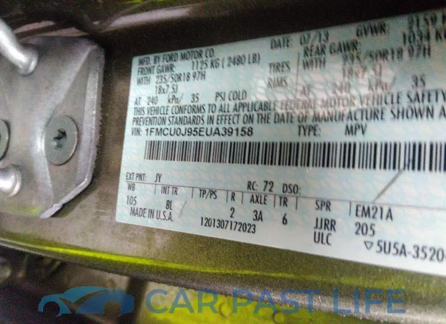 1FMCU0J95EUA39158# 9