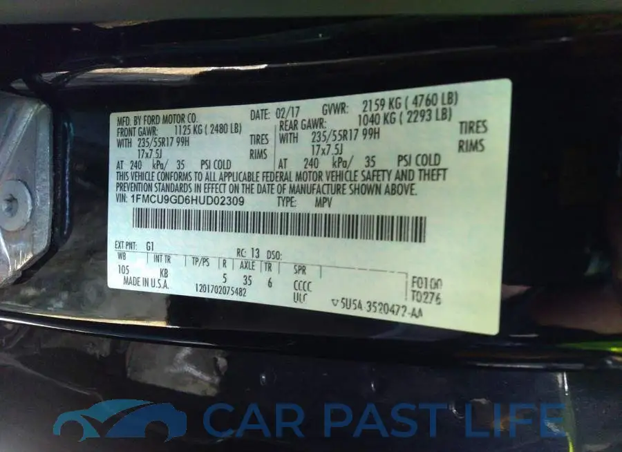 1FMCU9GD6HUD02309# 9