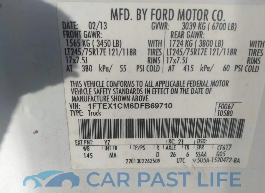 1FTEX1CM6DFB69710# 9