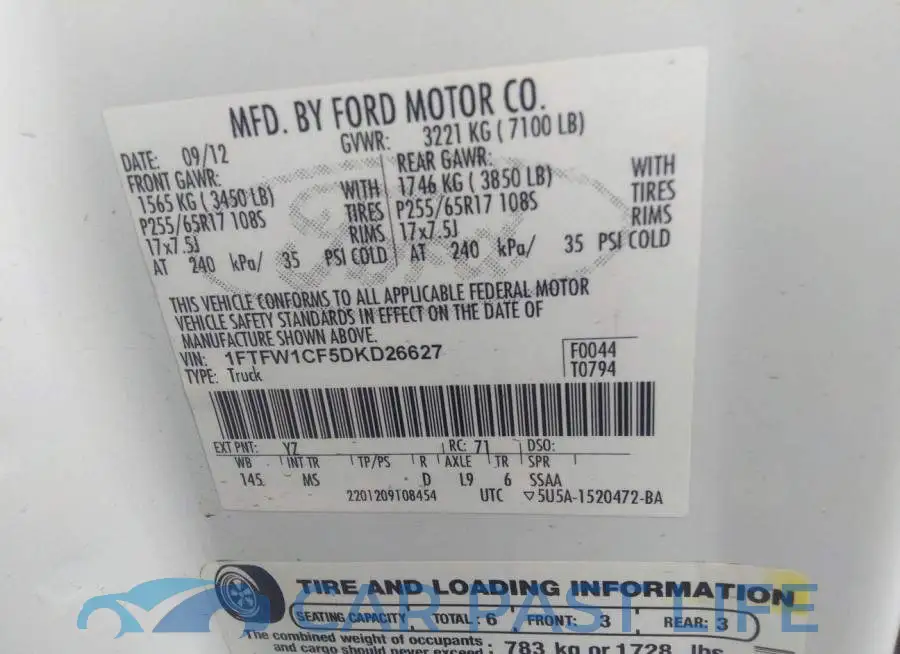 1FTFW1CF5DKD26627# 9