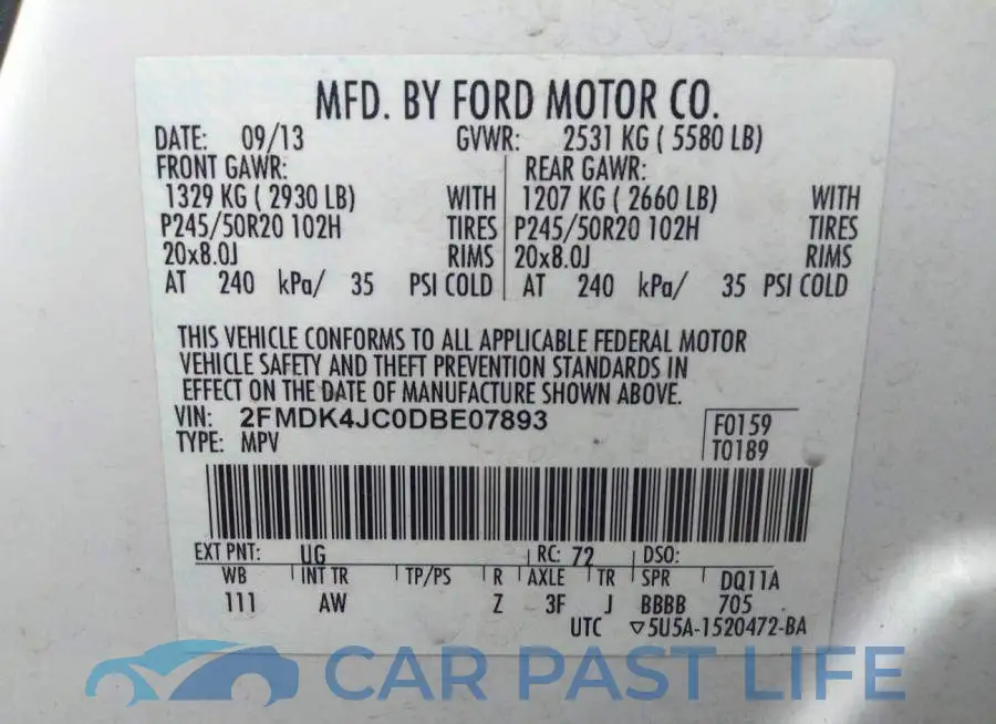 2FMDK4JC0DBE07893# 9