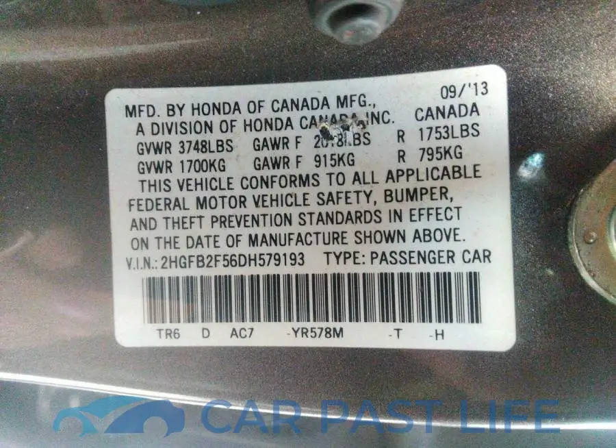 2HGFB2F56DH579193# 9