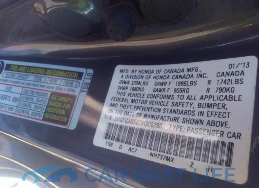 2HGFG3B56DH505298# 9