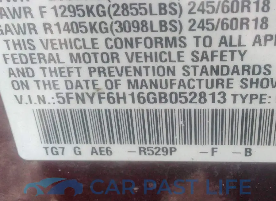5FNYF6H16GB052813# 9
