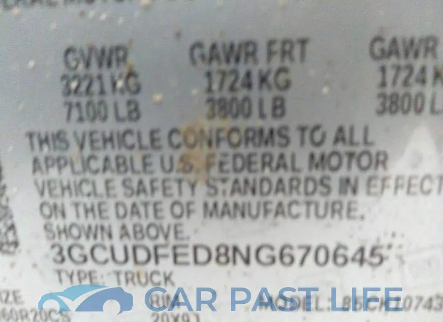 3GCUDFED8NG670645# 9