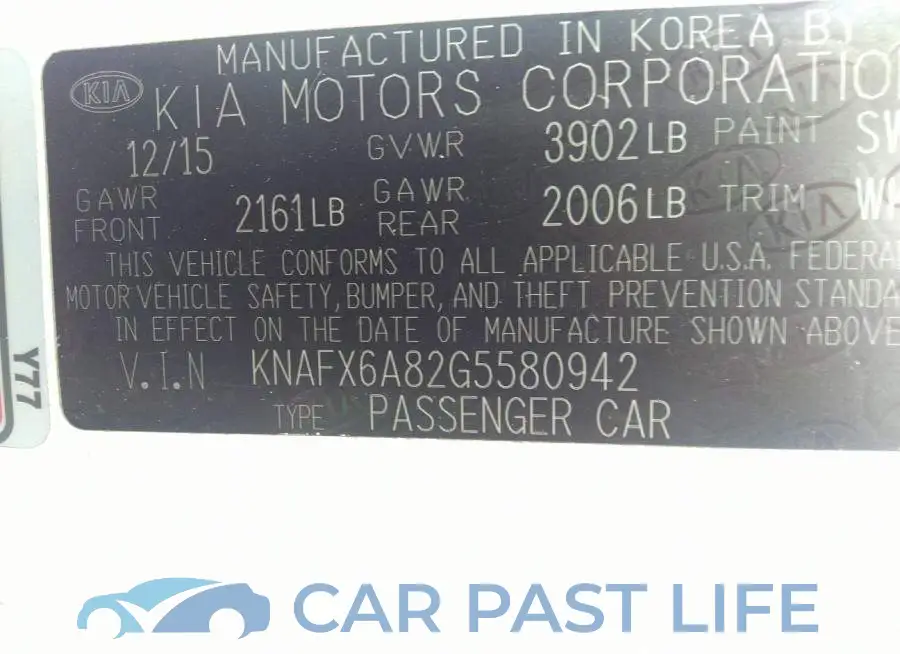 KNAFX6A82G5580942# 9