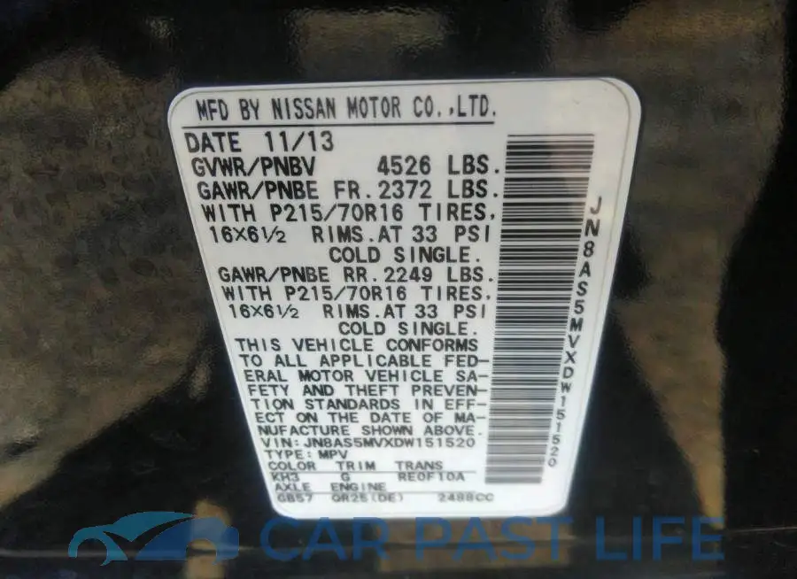 JN8AS5MVXDW151520# 9