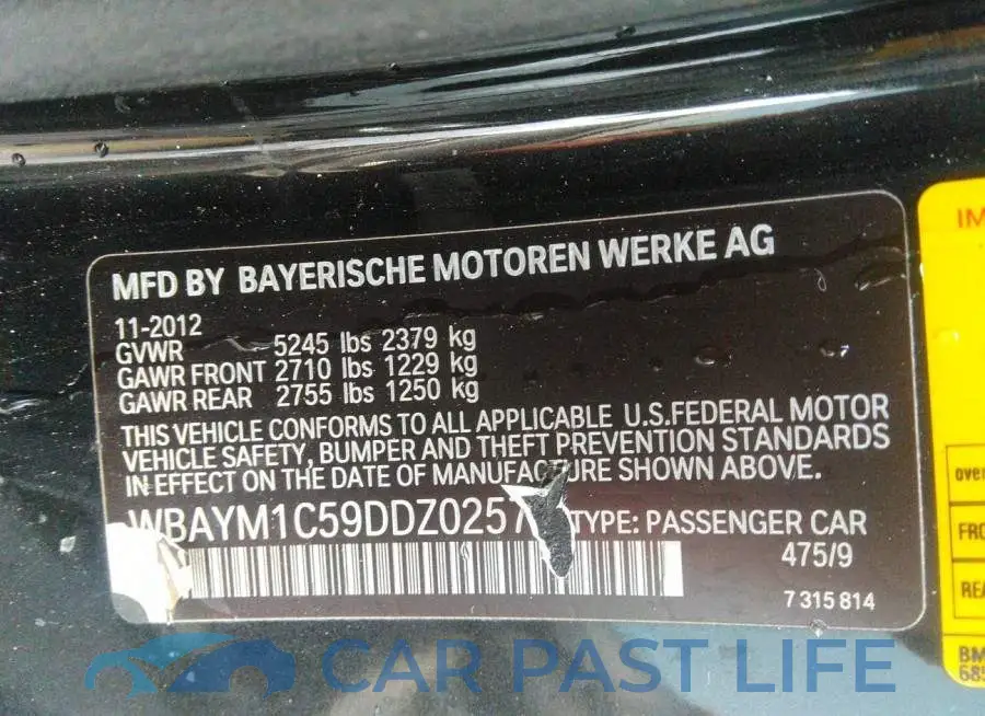 WBAYM1C59DDZ02579# 9
