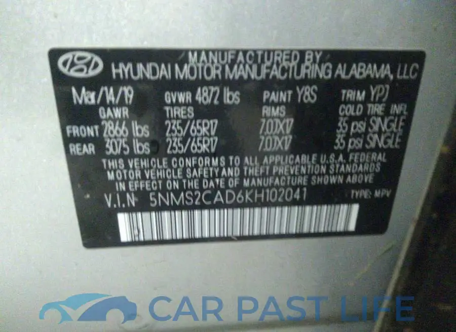 5NMS2CAD6KH102041# 9
