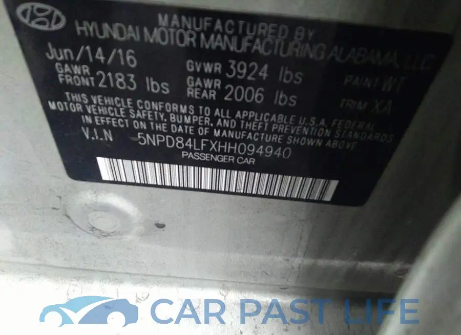 5NPD84LFXHH094940# 8