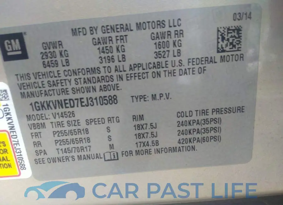 1GKKVNED7EJ310588# 9