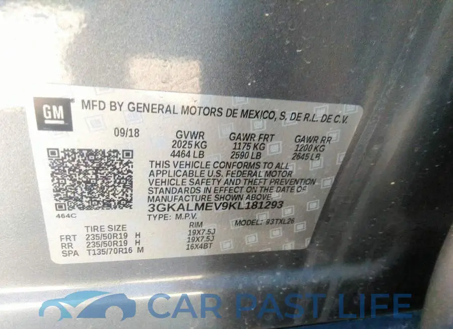 3GKALMEV9KL181293# 9