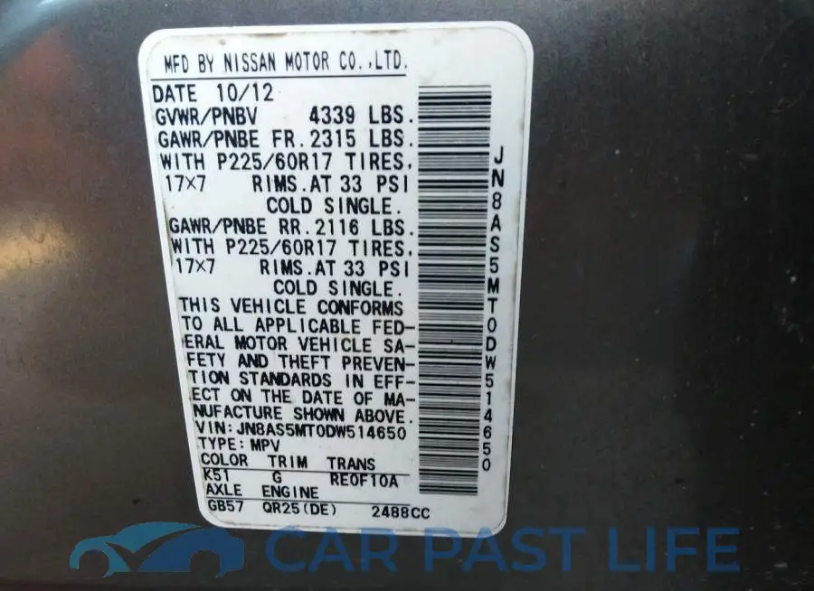 JN8AS5MT0DW514650# 9