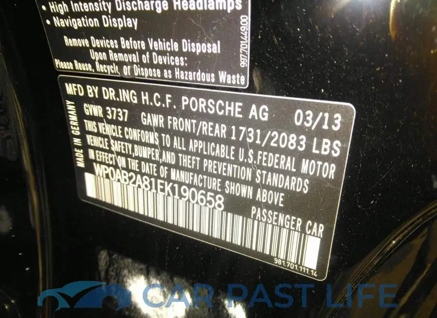 WP0AB2A81EK190658# 9