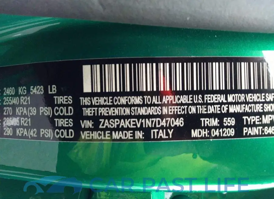 ZASPAKEV1N7D47046# 9