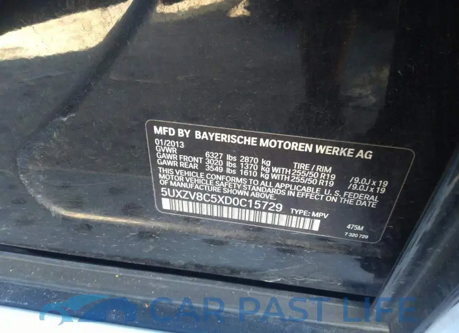 5UXZV8C5XD0C15729# 9