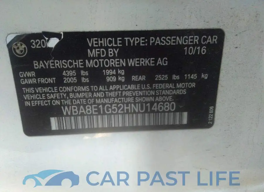 WBA8E1G52HNU14680# 9