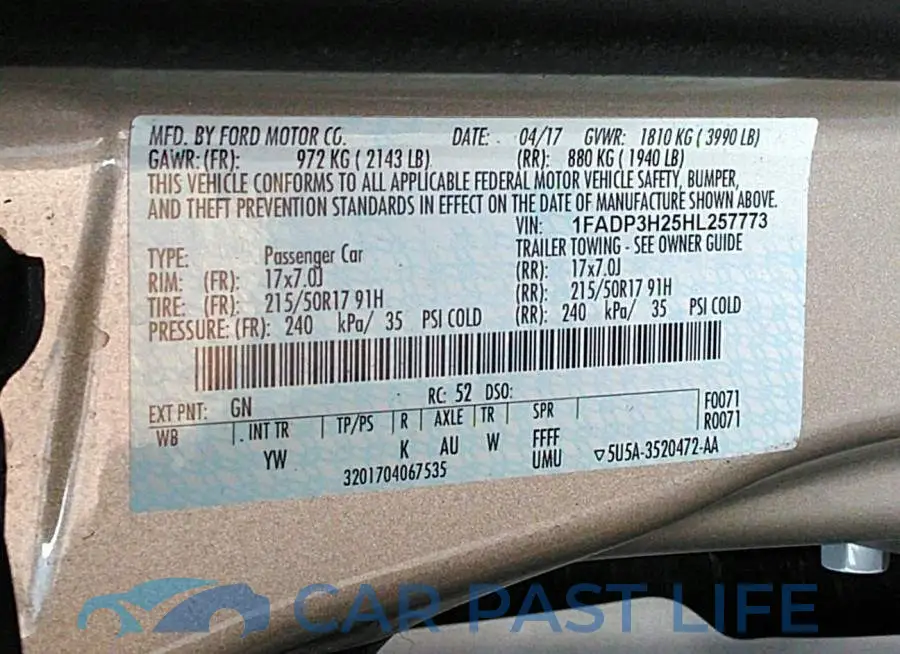 1FADP3H25HL257773# 9