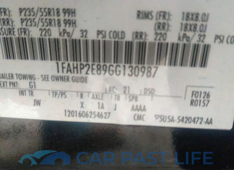 1FAHP2E89GG130987# 9