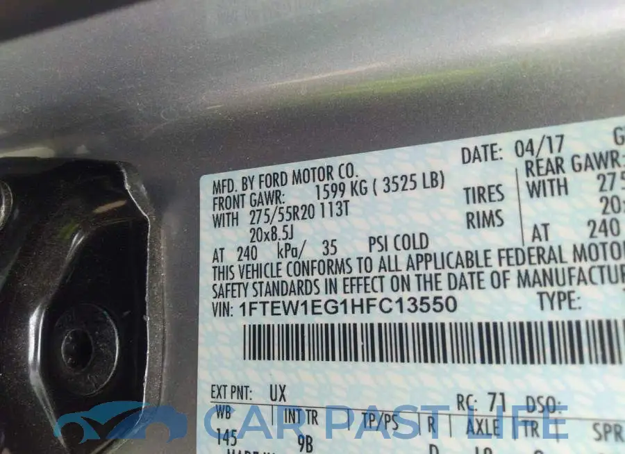 1FTEW1EG1HFC13550# 9