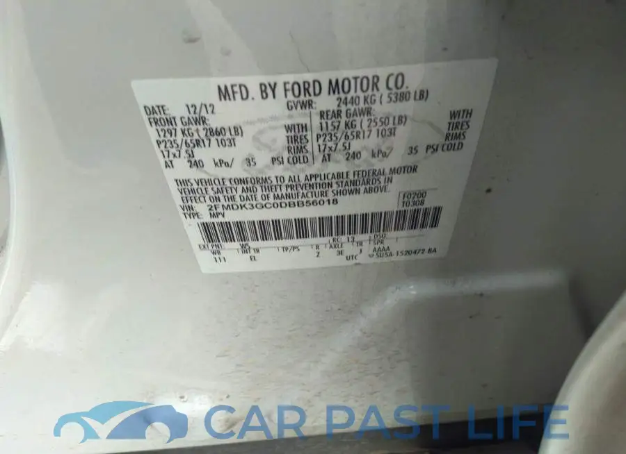2FMDK3GC0DBB56018# 9