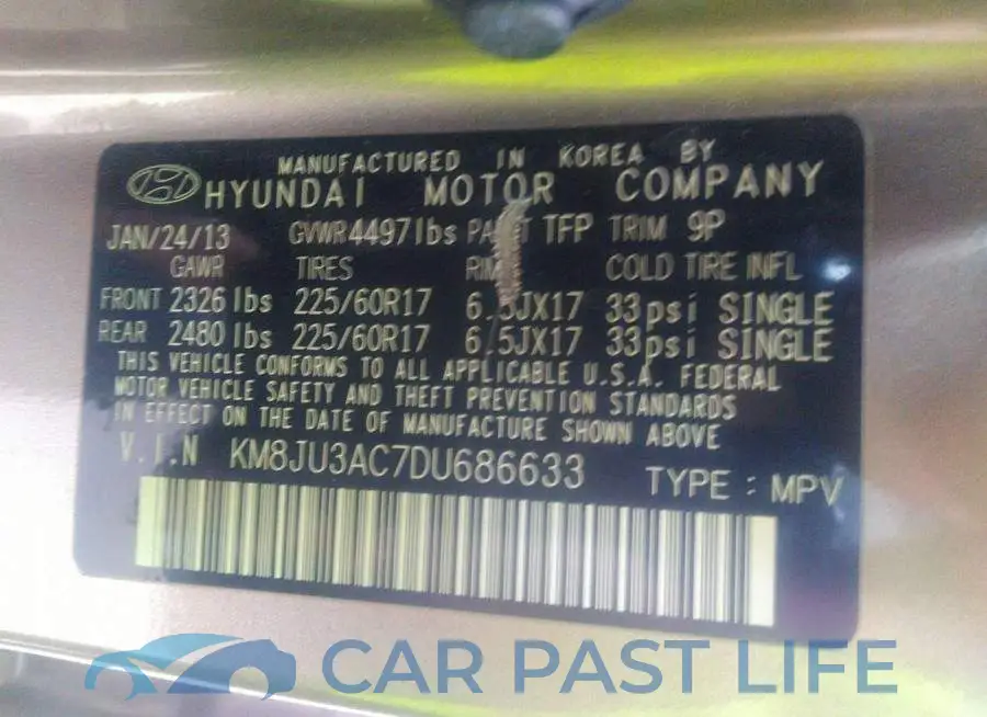 KM8JU3AC7DU686633# 9