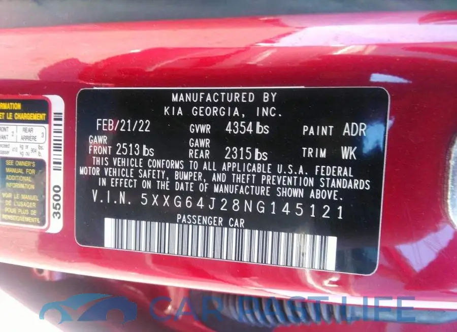 5XXG64J28NG145121# 9