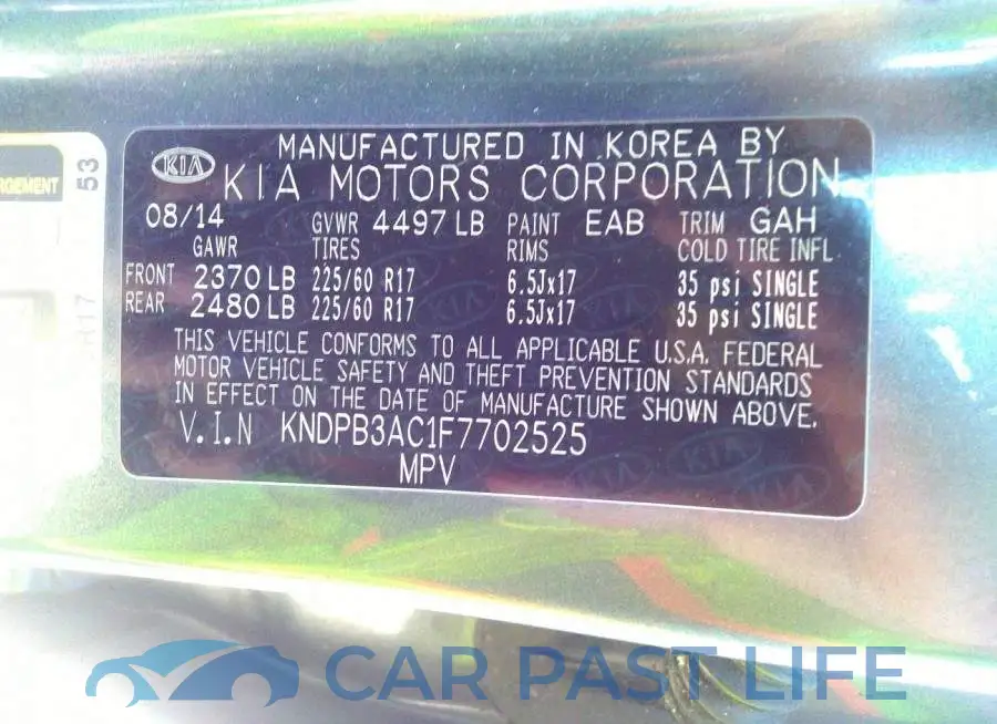 KNDPB3AC1F7702525# 9