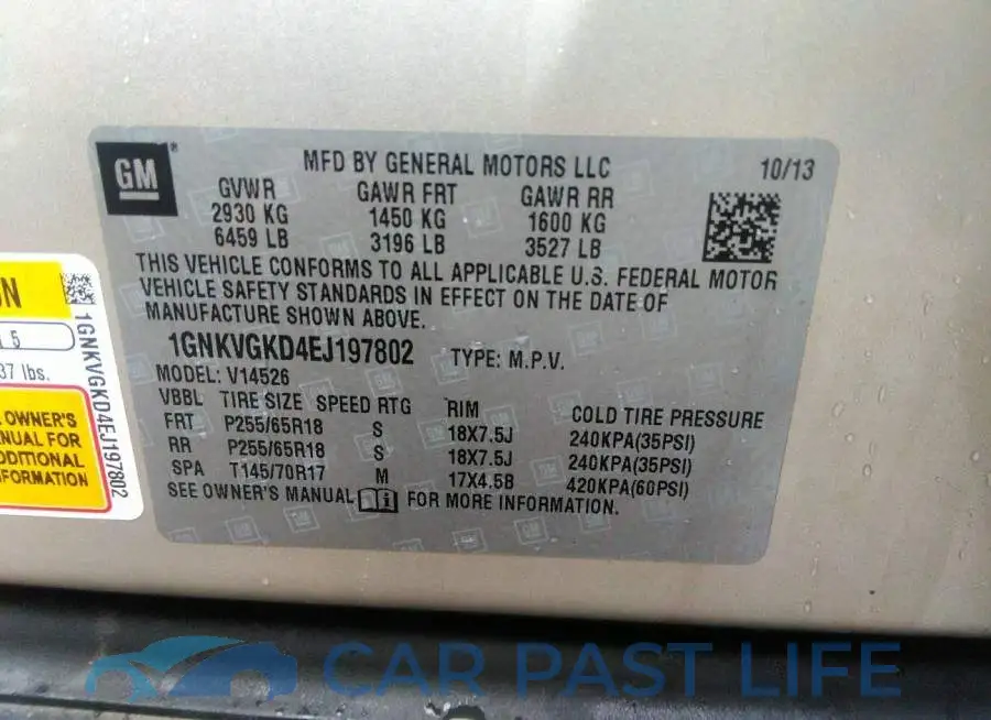 1GNKVGKD4EJ197802# 9