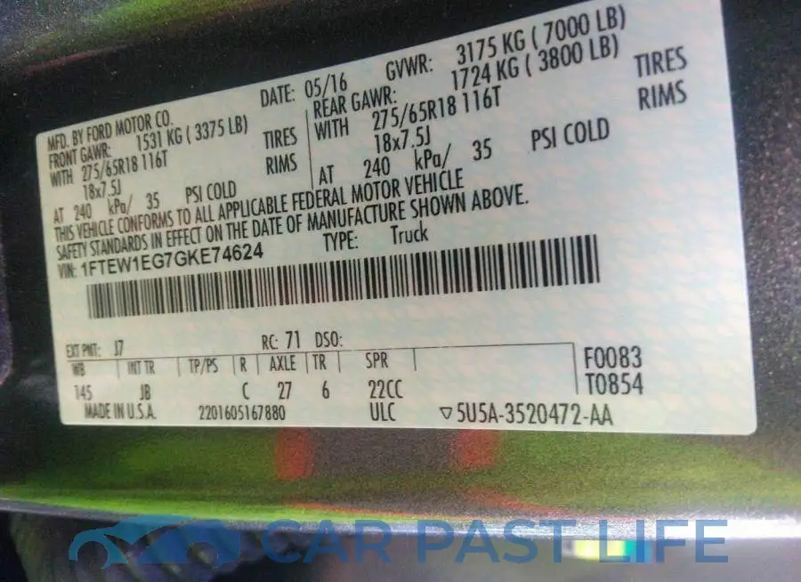 1FTEW1EG7GKE74624# 9