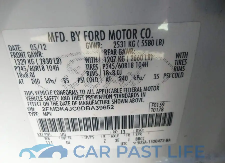 2FMDK4JC0DBA39652# 9