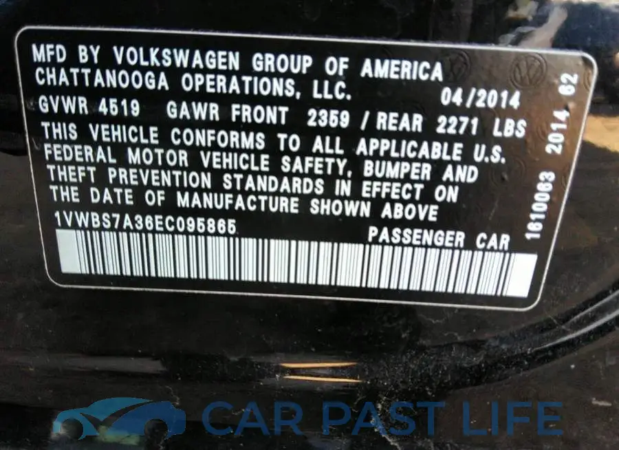 1VWBS7A36EC095865# 9