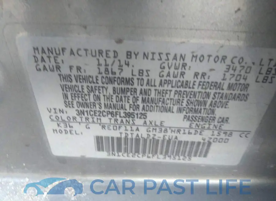 3N1CE2CP6FL395125# 9