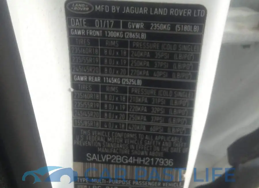 SALVP2BG4HH217936# 9