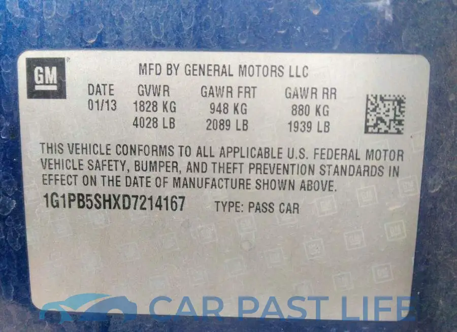 1G1PB5SHXD7214167# 9